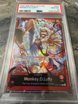 2025 One Piece TCG English ST 21-001 Monkey D Luffy PSA 10 Gem Mt - Image 1