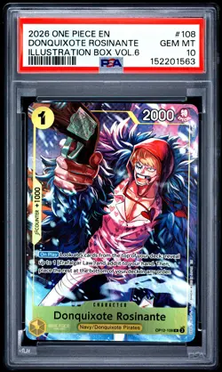 2026 ONE PIECE PROMOS ILLUSTRATION BOX VOL.6 #108 DONQUIXOTE ROSINANTE PSA 10 - Image 1