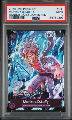 2024 ONE PIECE PROMOS BANDAI CARD GAMES FEST #041 MONKEY D. LUFFY PSA 9 - Image 1