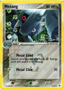 Pokemon TCG Hidden Legends Metang 21/101 Reverse Holo DMG - Image 1