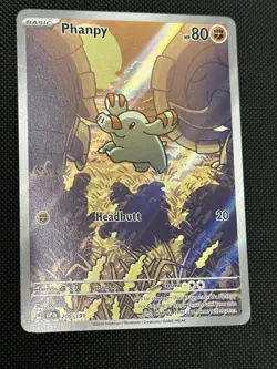 Pokemon TCG Phanpy Illustration Rare Holo Sv08 Surging Sparks 205/191 80 HP EN - Image 1