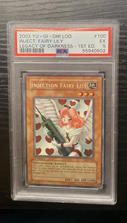 2003 Yu-Gi-Oh! Legacy of Darkness #100 Injection Fairy Lily First Edition PSA 5 - Image 1