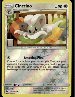 Pokemon Cinccino 86/111 Crimson Invasion Reverse Holo Uncommon 2 Card Lot - Image 1
