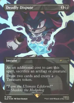 MTG Deadly Dispute (2091) (Rainbow Foil) Borderless Secret Lair: Sonic NM - Image 1