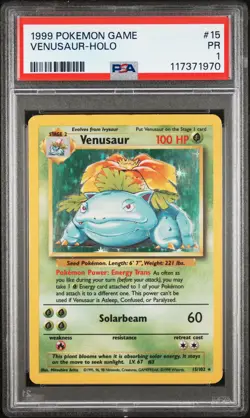 1999 POKEMON GAME #15 VENUSAUR-HOLO PSA 1 - Image 1
