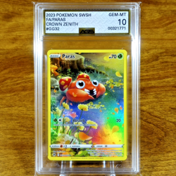 Pokemon SWSH Crown Zenith Paras GG32/GG70 AGS Gem-MT 10 Full Art Holo Rare 2023 - Image 1