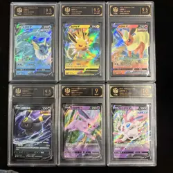 Pokemon CHN Eevee Evolution V Set 6 TOC Graded 10 Nine Colors & Gem Pack 2 BW17 - Image 1