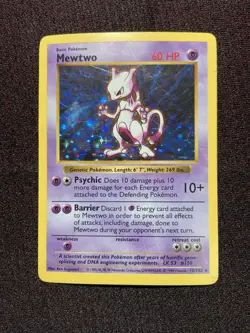 Pokemon TCG Base Set Mewtwo 010/102 Rare Holo Unlimited (Shadowless) - Image 1