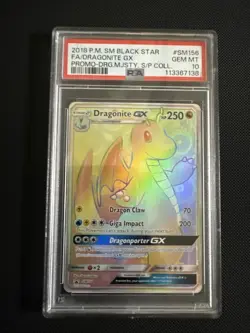 2018 POKEMON SM BLACK STAR PROMO #SM156 FULL ART/DRAGONITE GX PSA 10 - Image 1