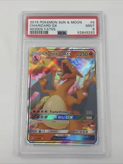 Charizard GX 9/68 Pokemon TCG: Sun & Moon Hidden Fates PSA 9 MINT Shiny Vault - Image 1