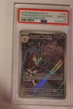 PSA 10 Team Rocket's Weezing 199/182 Pokemon Destined Rivals Illustration Rare - Image 1
