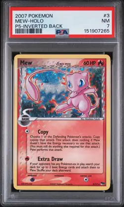 2007 POKEMON POP SERIES 5 INVERTED BACK #3 MEW-HOLO PSA 7 - Image 1