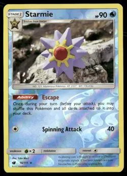 Starmie 16/111 Reverse Holo Rare 2017 Crimson Invasion Yuka Morii art Pokemon LP - Image 1
