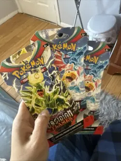 3x Pokemon Scarlet and Violet Obsidian Flames Sleeved Hanger Pack New SEALED - Image 1
