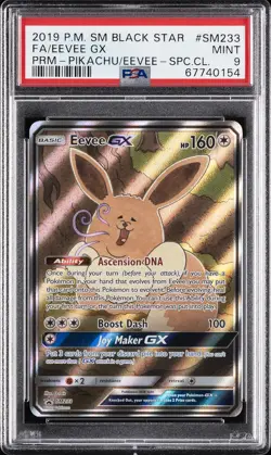 2019 POKEMON SM BLACK STAR PROMO #SM233 FULL ART/EEVEE GX PSA 9 - Image 1