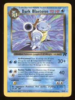 2000 Pokemon Team Rocket Dark Blastoise Holo Rare #20/82 - Image 1