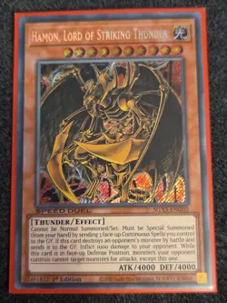 Yugioh Hamon, Lord of Striking Thunder SGX3-ENG02 Speed Duel Secret Rare 1st NM - Image 1