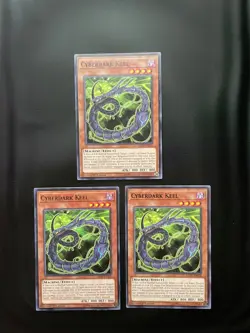 Yugioh Cyberdark Keel LEDU-EN028 Common 1st Edition NM Playset X3 - Image 3