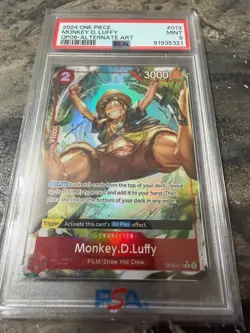 PSA 9 GEM MONKEY D. LUFFY #13 (OP06-013) ALT ART WINGS OF THE CAPTAIN ONE PIECE - Image 1