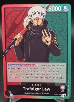 PRE-ERRATA Trafalgar Law - OP01-002 Leader English LP- One Piece CCG - Image 1