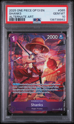 2025 One Piece Op13 Carrying on His Will Shanks #065 OP13-065 PSA 10 - Image 1