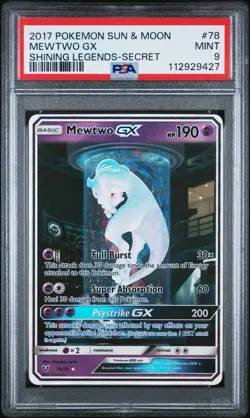Pokemon Mewtwo GX 78/73 Shining Legends Sun & Moon Secret Rare CardPSA 9 - Image 1