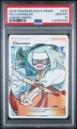 2019 POKEMON SUN & MOON UNIFIED MINDS #232 FULL ART/CHANNELER PSA 10 - Image 1