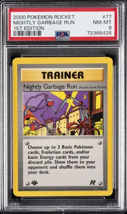 2000 POKEMON ROCKET 1ST ED #77 NIGHTLY GARBAGE RUN PSA 8 - Image 1