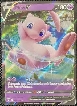 Mew V 069/189 Swsh03: Darkness Ablaze Holo (Faded Ink Error) Pokemon Card - Image 1