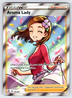 Aroma Lady 199/203 2021 Evolving Skies Pokemon Card TCG Full Art Trainer - Nm - Image 1