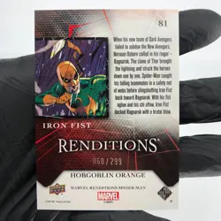 Marvel Card Iron Fist 81 Orange /299 Fleer Upper Deck Renditions [NM] - Image 3
