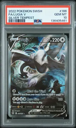 2022 POKEMON SWORD & SHIELD SILVER TEMPEST #186 FULL ART/LUGIA V PSA 10 - Image 1
