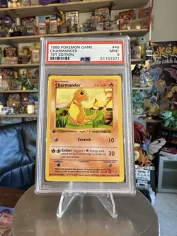 1999 POKEMON BASE SET 1ST EDITION #46 CHARMANDER PSA 9 - Image 1