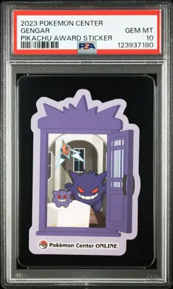 2023 POKEMON CENTER PIKACHU AWARD DELIVERY! STICKER GENGAR PSA 10 - Image 1