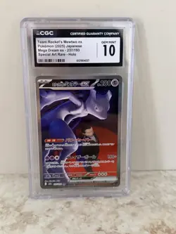 CGC 10 Team Rocket’s Mewtwo ex SAR 237/193 Japanese Mega Dream Pokemon Gem Mint - Image 1