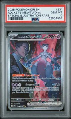 2025 POKEMON DRI EN-DESTINED RIVALS #231 TEAM ROCKET'S MEWTWO EX PSA 10 - Image 1
