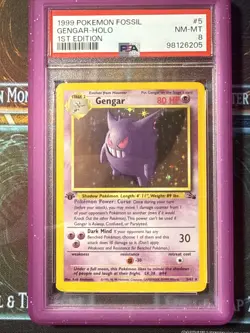 Pokemon Gengar 1st Edition Holo PSA 8 Near Mint Fossil Set 5/62 - Image 1