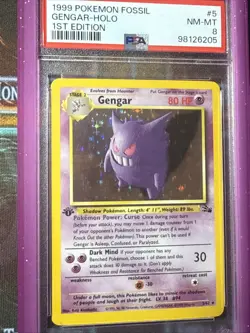Pokemon Gengar 1st Edition Holo PSA 8 Near Mint Fossil Set 5/62 - Image 2