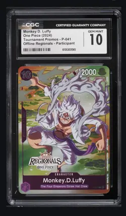 Bandai One Piece CCG Monkey.D.Luffy Tournament Promos P-041 CGC 10 Offline Regi… - Image 1