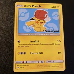 Pokemon Ash's Pikachu SM113 Promo Card SM Promo Pokemon TCG - Image 1