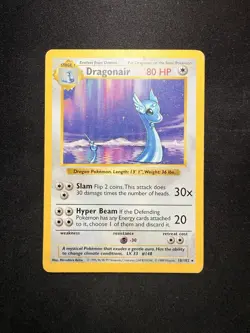 Pokemon Dragonair 18/102 Rare Shadowless Set 1999 80 HP Card Wizards the Coast - Image 1