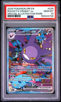 2025 POKEMON DRI EN-DESTINED RIVALS #234 TEAM ROCKET'S CROBAT EX PSA 10 - Image 1
