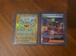 2x English Pokemon TCG Twilight Masquerade GOLD ogerpon mask and Kieran SIR - Image 1