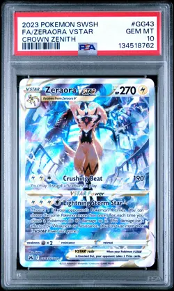2023 POKEMON SWORD & SHIELD CROWN ZENITH #GG43 FULL ART/ZERAORA VSTAR PSA 10 - Image 1