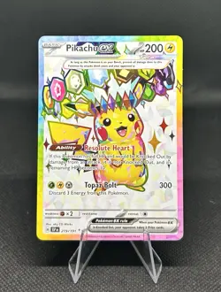 Pokemon Pikachu EX 2024 Surging Sparks Ultra Rare Card 219/191 - Image 1