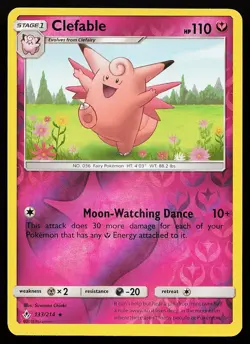 Clefable 133/214 Reverse Holo Rare Unbroken Bonds Pokemon Card - Image 1