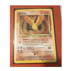 1999 Pokemon Moltres Fossil 12/62 Holo Rare 70 HP Vintage Card English - Image 1