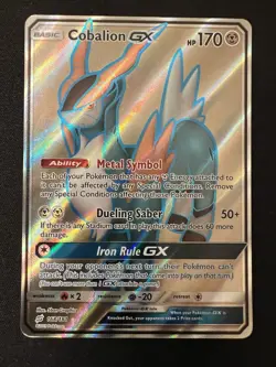 Pokemon Cobalion GX Ultra Rare Full Art Holo Card 168/181 Sun and Moon Team Up - Image 1