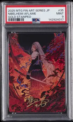 2025 MTG JAPANESE FINAL FANTASY ART SERIES GOLD STAMPED NIBELHEIM AFLAME PSA 9 - Image 1