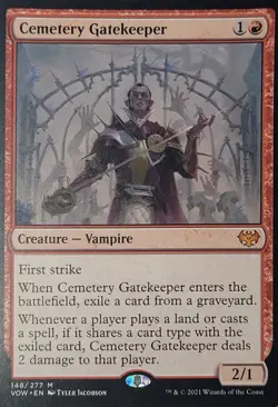 MtG Cemetery Gatekeeper Innistrad: Crimson Vow Mythic Red Vampire 148/277 - Image 1